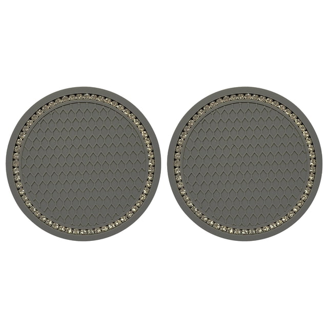 Agiferg 2PCS Car Diamond Cup Mat Bottle Seat Cushion Non-slip Silicone Cushion