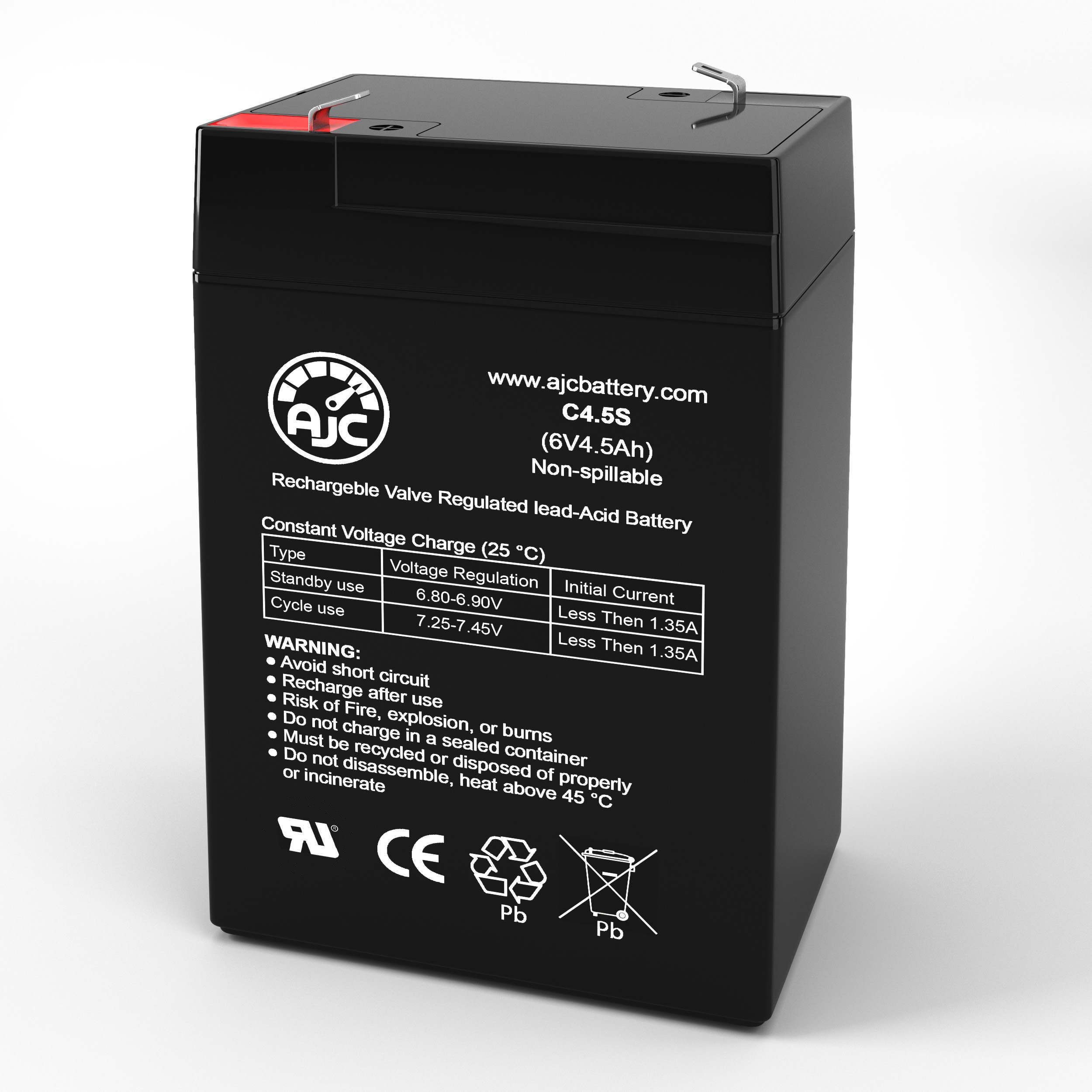 AJC Batterie Compatible avec CSB CP640 6V 4.5Ah Batterie au Plomb Étanche