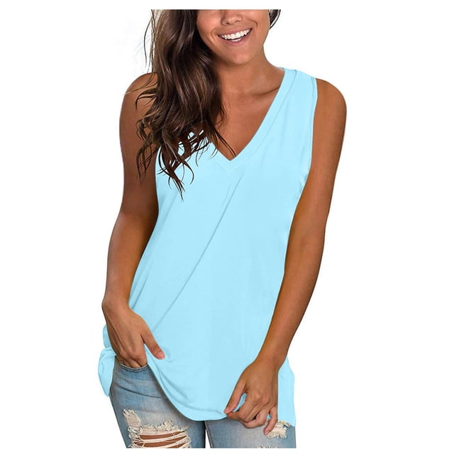 Birdeem T-Shirt Sans Manches Col en V Ample Mode pour Femmes