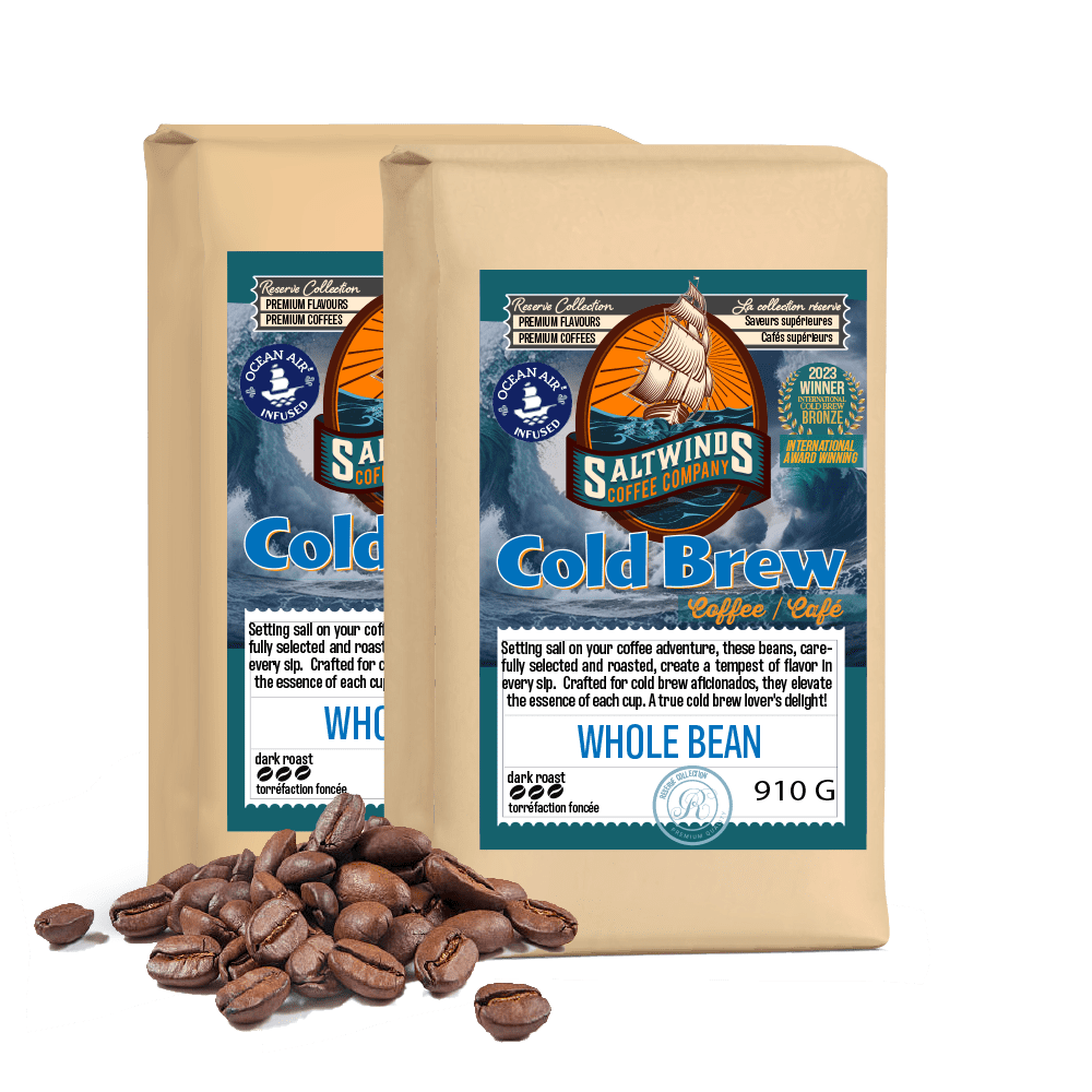 Coldbrew Coffee Bundle (2x910g Whole Bean) | ocean Ait infused | Canadian- Roasted Unflavoured Coffee Bundle- Coldbrew