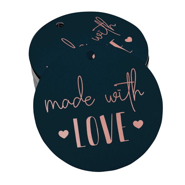 Inkdotpot Made With Love Text Bottle Tag Real Rose Gold Foil Favor Hang Tags 50 Pack