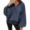 thumbnail image 1 of 2023 Chandail en Molleton de Mode pour Femmes 50 % de Rabais Liquidation Mode Manches Longues Col Rabattu Couleur Unie Hauts Amples Blouse Chandails en Molleton, 1 of 7