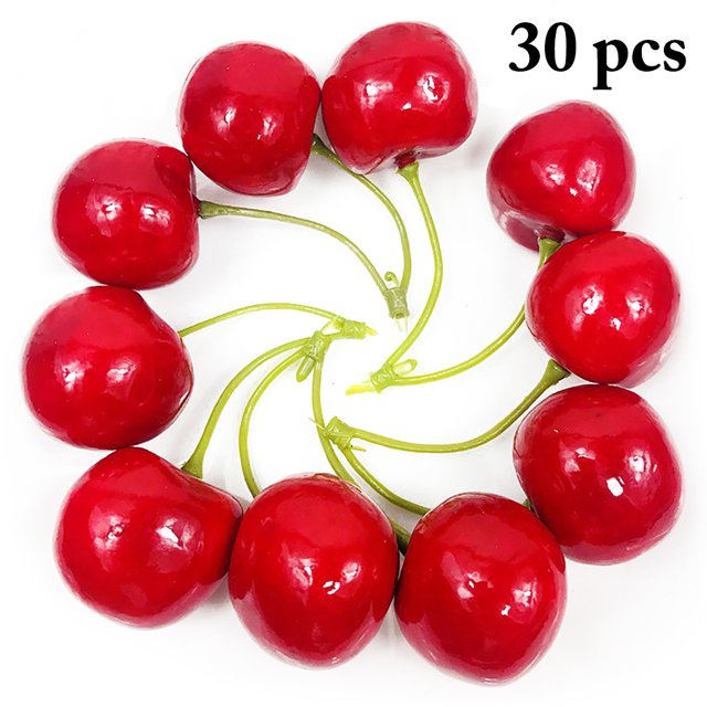 30PCS Artificial Cherry Creative Decorative Lifelike Artificial Fruit Fake Fruit