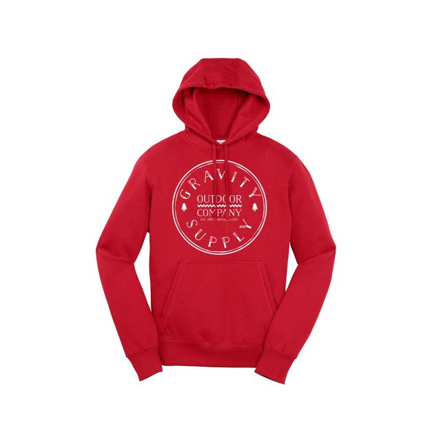 Gravity Supply Outdoor Hooded Pullover - White Logo - True Red - XL