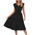 thumbnail image 2 of Meichang Tiered Dresses for Women Sleeveless V Neck Ruffle Dresses Casual Solid Color Midi Dresses High Waisted A-Line Dresses Flowy Summer Dresses Going Out Beach Dresses, 2 of 6