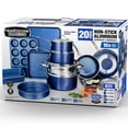 thumbnail image 3 of Granitestone Blue 20 Piece Pots and Pans Nonstick Kitchen Cookware Set with Utensils and Bakeware, Oven Dishwasher Safe, 3 of 9