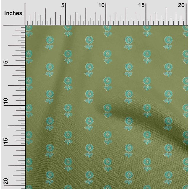 oneOone Polyester Lycra Fabric Floral Block Print Fabric By Yard 56 Inch Wide