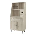 thumbnail image 1 of Walker Edison 64" Storage Desk & Hutch with Keyboard Drawer- Birch, 1 of 10
