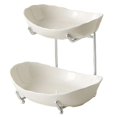 thumbnail image 3 of Siruishop Ceramic Fruit Bowl for Kitchen Counter Fruit Display Stand for Kitchen Snack Argent White 2 Layer, 3 of 8