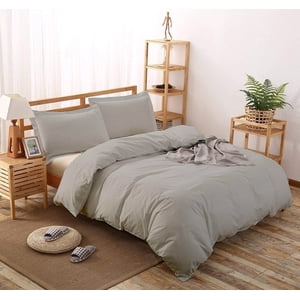 LinenHouse Duvet Cover Set Over Size King 120'' x 98'' Size with Zipper Closure & Corner Ties, Ultra Silky Soft Premium 100% Natural Cotton 1000 Thread Count -Silver Grey Solid