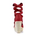 thumbnail image 3 of BLISSFUL STEP Chaussures pour Femmes Espadrilles à Lacets Sandales Compensées à Plateforme Rouge 6, 3 of 8