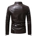 thumbnail image 4 of Qertyioot Manteau en Cuir d'Hiver pour Homme à Fermeture Éclair, Manches Longues, Décontracté, 4 of 5
