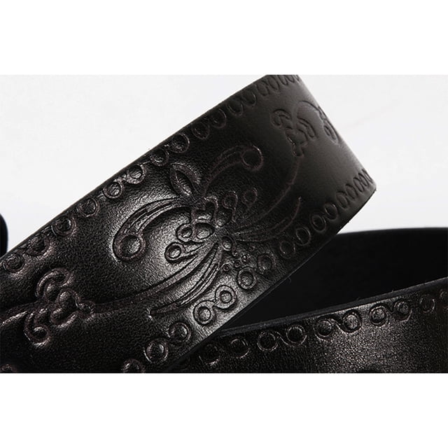 Ruiboury Embossed Pattern Belt With Fine Craftsmanship For Vintage And Western Looks Long Fashion Embossed Pattern Rivet Belt Small round coffee 120cm 1Set
