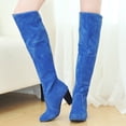 thumbnail image 4 of Bottes XZNGL pour Femmes à Enfiler à Talons Hauts Couleur Unie Hiver Chaudes Hauteur Genou Bout Rond Bottes en Suède, 4 of 9