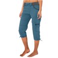 thumbnail image 2 of Timegard Womens Cargo Capri Pants Elastic Waisted Drawstring Cinch Bottom Hiking Crop Pants with Pockets, 2 of 6
