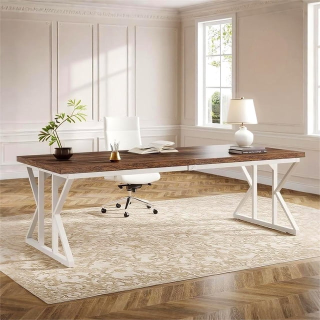 Fnova 70.86" Dining Table for 6, Modern Rectangular Kitchen Table for Dining Room, Brown