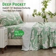 thumbnail image 4 of Gogreen 4PC Deep Pocket Queen Sheet Set Fit 14", 100% Cotton Breathable Super Soft Queen Size Sheet Set, Luxury Hotel Style Home Decor Queen Bed Sheet Set, Gift for Women, Men - Green Leaves, 4 of 11