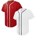 thumbnail image 1 of TOPTIE Lot de 2 Chandails de Baseball pour Homme, Chandail Boutonné à Manches Courtes - Rouge Blanc - P, 1 of 8