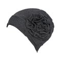thumbnail image 4 of Abbracc For Ladies Solid Elastic Flower Hat Turban Chemo Cancer Hair Loss Cap Head Wrap dark grey, 4 of 9