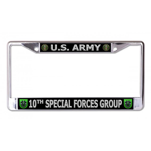 Plaque d'Immatriculation Chromée Groupe des Forces Spéciales 10e Armée Américaine