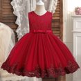 thumbnail image 2 of Birdeem Robe Sans Manches à Col Rond pour Filles Été Nouvelle Jupe Princesse en Dentelle à Volants Broderie Nœud en Maille, 2 of 12