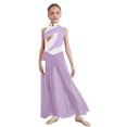 thumbnail image 1 of Moggemol Robe de Danse Sans Manches pour Filles Robe de Danse Contemporaine Fendue Longue Jupe Violette 6, 1 of 4