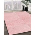 thumbnail image 3 of Ahgly Tapis d'Intérieur Lavable en Machine Carré Transitionnel Rose Corail Clair, 7 Pieds Carré, 3 of 7