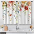 thumbnail image 1 of Floral Rustic Kitchen Curtains - Flower Leaves Farmhouse Spring Country Short Cafe Curtains Watercolor Plants Tier Curtains Decor for Living Room Rod Pocket Window Drapes 2 Panels 28"x24", 1 of 5