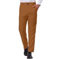 thumbnail image 1 of INSPIRE CHIC Men's Formal Flat Front Straight Fit Solid Prom Dress Pants 28 Light Brown, 1 of 6