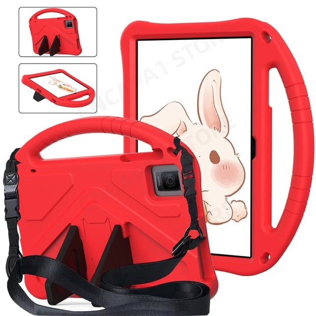 Portable Funda with Rear Kickstand For Acer Iconia Tab P10 Case 10.4" Tablet PC EVA Foam Shockproof Protector Cover Kids Safety Case with Strap-RD Acer Iconia Tab P10