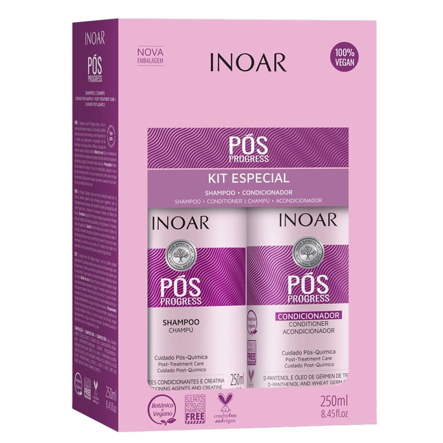 Inoar P s Progress Duo Kit, Shampooing et Revitalisant pour Soins Post-Traitement, 8,45 Fl Oz Chacun