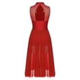 thumbnail image 4 of Sinleey Costumes de Danse Lyrique pour Femmes Robe Longue Fluide en Tulle Sans Manches à Sequins Moderne Contemporain Rouge L, 4 of 6