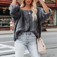 thumbnail image 1 of RKSTN Chandails pour Femmes Mode Manches Amples Chandail à Enfiler Hauts Blouse Chandail Tricoté Chandails d'Automne, 1 of 5