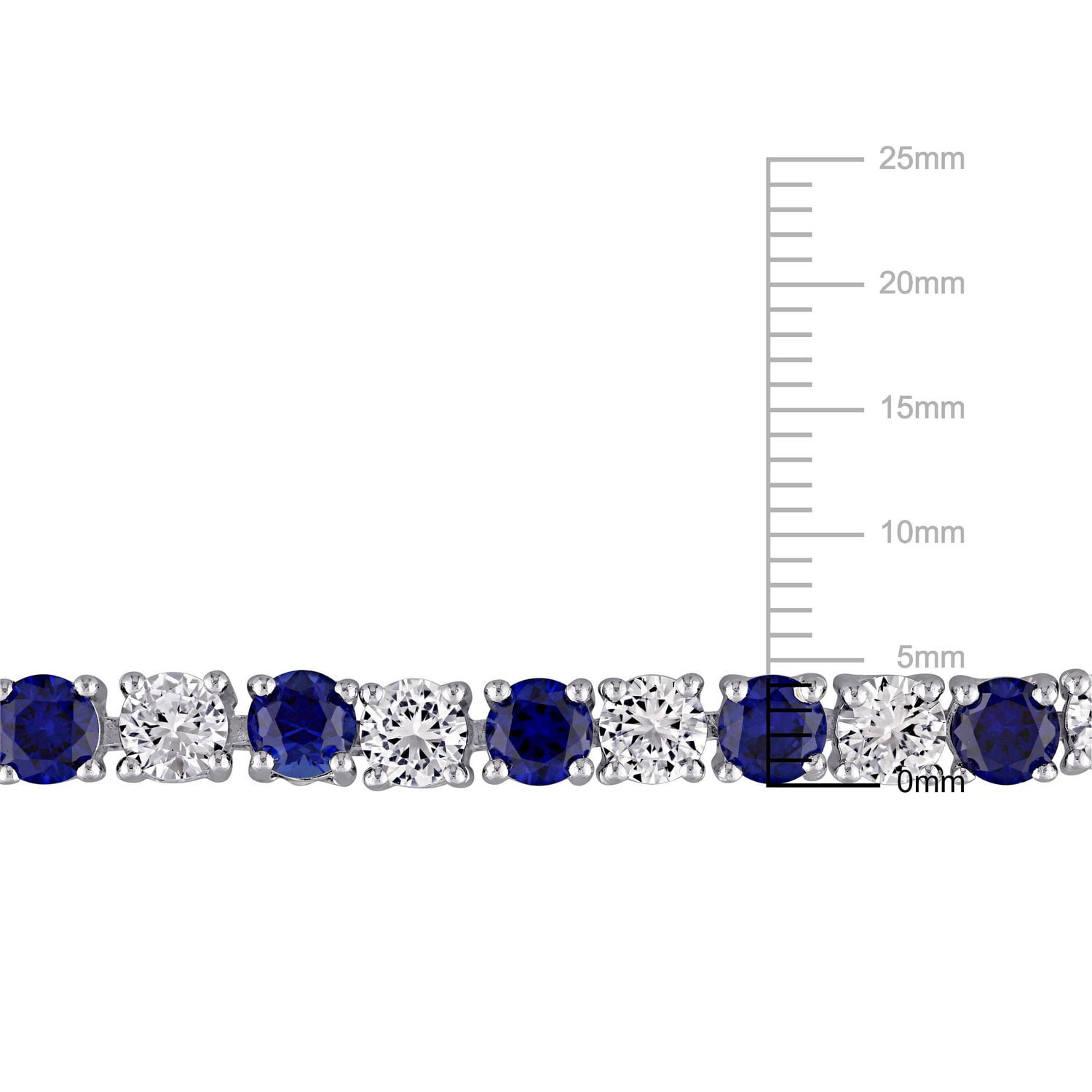 Bracelet tennis Tangelo avec saphirs bleus et blanc synthétiques 14-1/4 CT PBT en argent sterling, 7.25 po