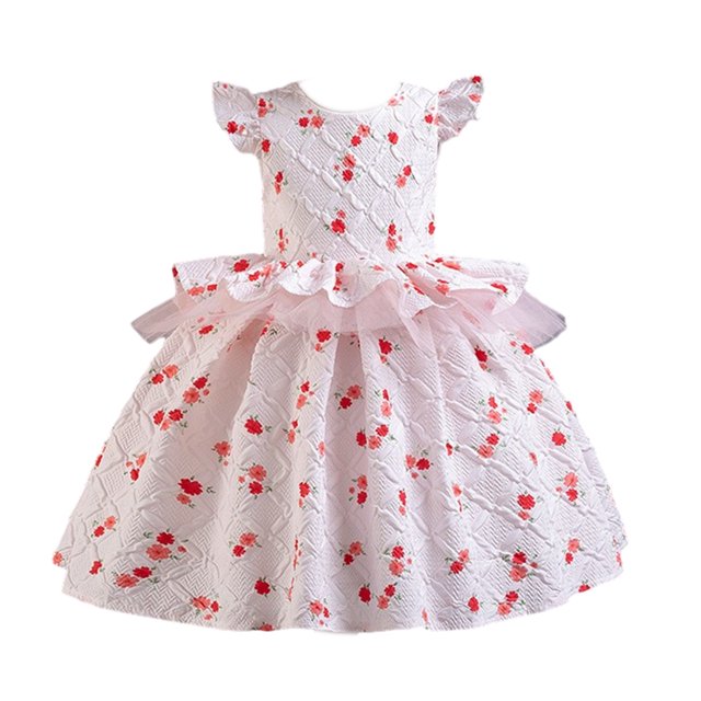FAIWAD Robe Sans Manches à Volants pour Bébés Filles Printemps Été Imprimé Floral Robe Princesse