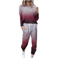 thumbnail image 1 of Yuyuzo Ensemble 2 Pcs d'Automne pour Femme, Haut à Manches Longues à Blocs de Couleur Patchwork et Pantalon à Bas Resserré, Ensembles de Détente, 1 of 5