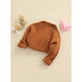 thumbnail image 3 of Faithtur Pull Unisexe pour Enfants Automne Couleur Unie Col Rond Manches Longues Hauts Tricotés, 3 of 9