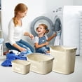 thumbnail image 1 of Dianli Laundry Hamper Partitioned Laundry Basket Organizer Collapsible Large 3-Compartment Dirty Clothes Storage Rack With Handles Removable Dividers for Bathroom Dorm Storage Basket, 1 of 3