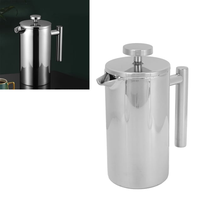 French Press Coffee Maker, Stainless Steel Double Layer Portable Coffee Pot For Home Camping Travel