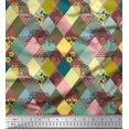 thumbnail image 1 of Soimoi Viscose Chiffon Fabric Leopard & Argyle Patchwork Print Sewing Fabric Yard 42 Inch Wide, 1 of 3