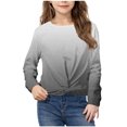 thumbnail image 2 of Posijego Chandail en Molleton pour Petite Fille, Col Rond, Manches Longues, Torsade devant, Crop Top Athlétique, 2 of 7