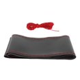 thumbnail image 2 of Steering Wheel Cover, Beautiful 37-38cm Hand Sewing Steering Wheel Cover Creative  For Protect Steering Wheel For Car Interior Decoration Black+Red Thread, 2 of 8