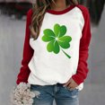 thumbnail image 1 of DPTALR Ladies Saint Patrick's Day Printed Round Neck Long Sleeved T-shirt Loose Top, 1 of 4