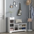 thumbnail image 2 of HOMCOM Upholstered Entryway Shoe Bench with Storage Drawer Open Shelf, 2 of 10