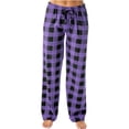 thumbnail image 1 of Dealovy Pajama Pants for Women High Waisted Plaid Pjs Bottoms Drawstring Color Block Comfy Lounge Trousers, 1 of 6