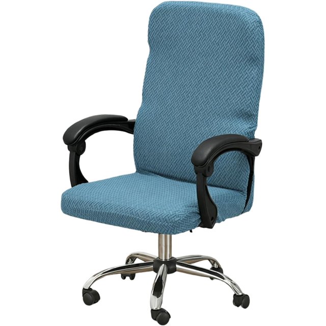 Office Chair Covers,Stretch Thick Computer Rotating Chair Cover with Zipper,for Office Desk Computer Chair Four Seasons(Sea Blue,L)