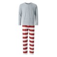 thumbnail image 2 of Nituyy Ensembles de Pyjamas Assortis pour la Famille d'Automne Hauts à Manches Longues à Col Rond + Pantalons à Rayures Ou Combinaison à Rayures à Manches Longues, 2 of 7