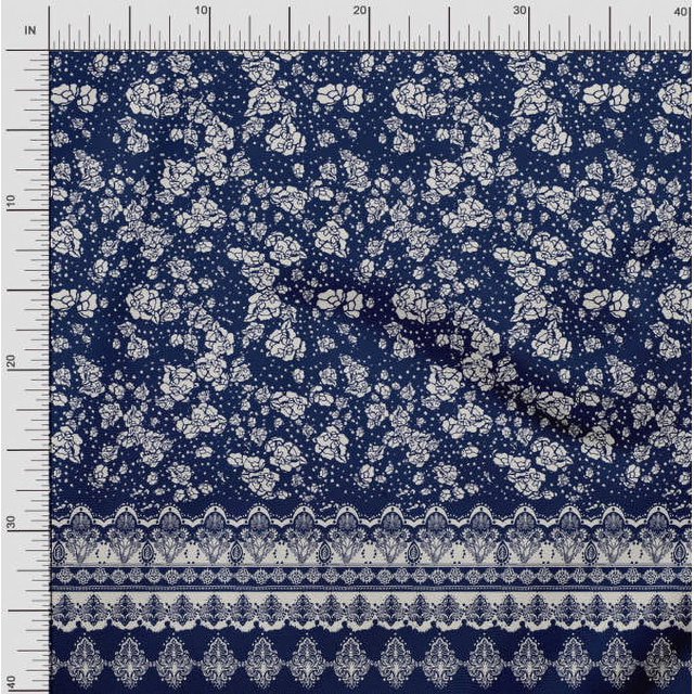 Soimoi Silk Fabric Artistic Flower Panel Print Fabric by The Yard 42 Inch Wide