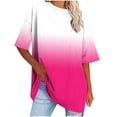 thumbnail image 1 of cfhntfmh Hauts Grande Taille pour Femmes Été Tunique Ample à Col Rond Blouse à Manches Courtes Basique Tendance T-Shirts Dégradés, 1 of 7