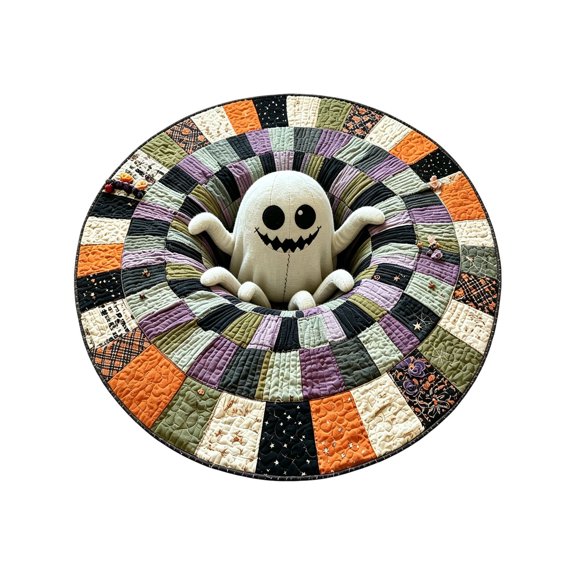 CJiaWei Tapis Circulaire à Thème d'Halloween, Impression Visuelle, Tapis Décoratif pour Porte d'Entrée, Porche, Intérieur, Maison, Fête (100x100 cm)